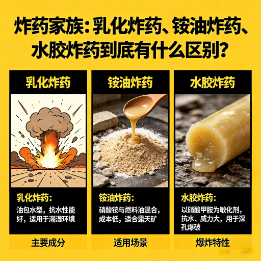 新乡炸药家族：乳化炸药、铵油炸药、水胶炸药到底有什么区别？